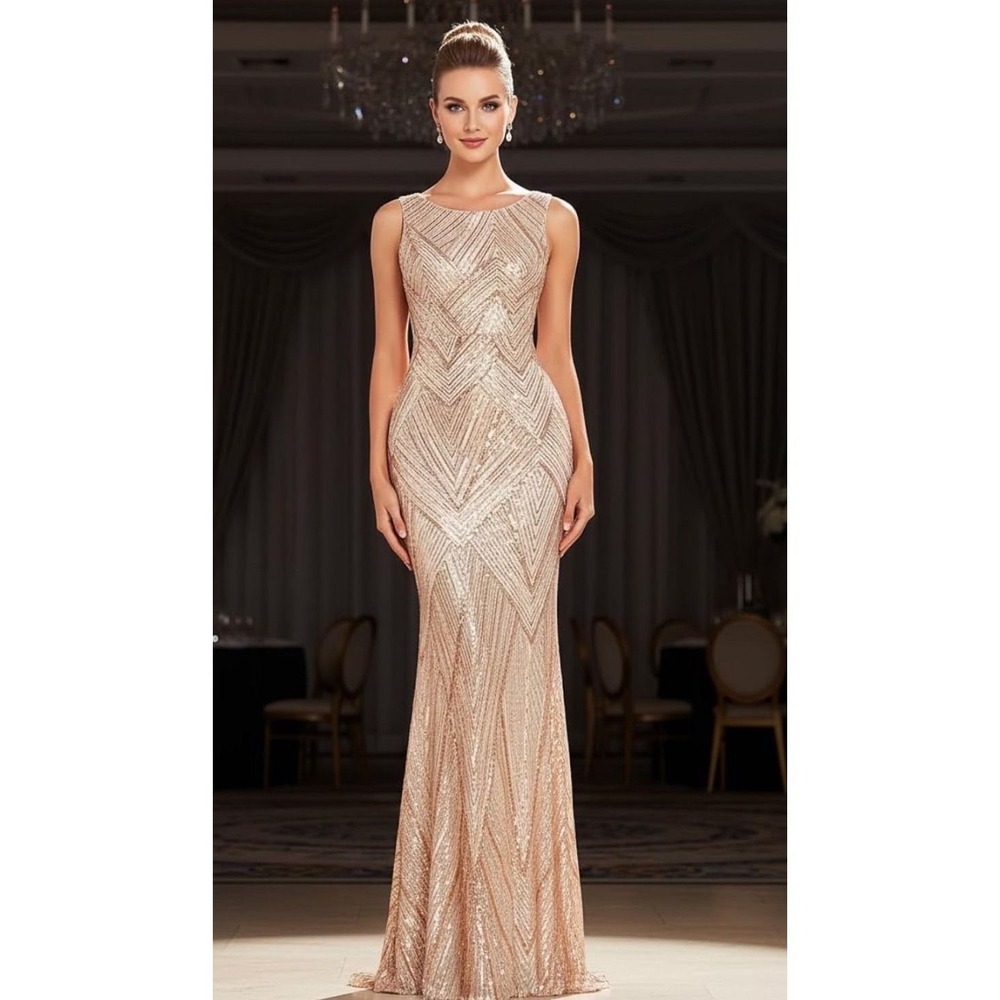 Wear Your Love Sequin Gown Womens Size S New Rose Gold Mermaid Formal Dress